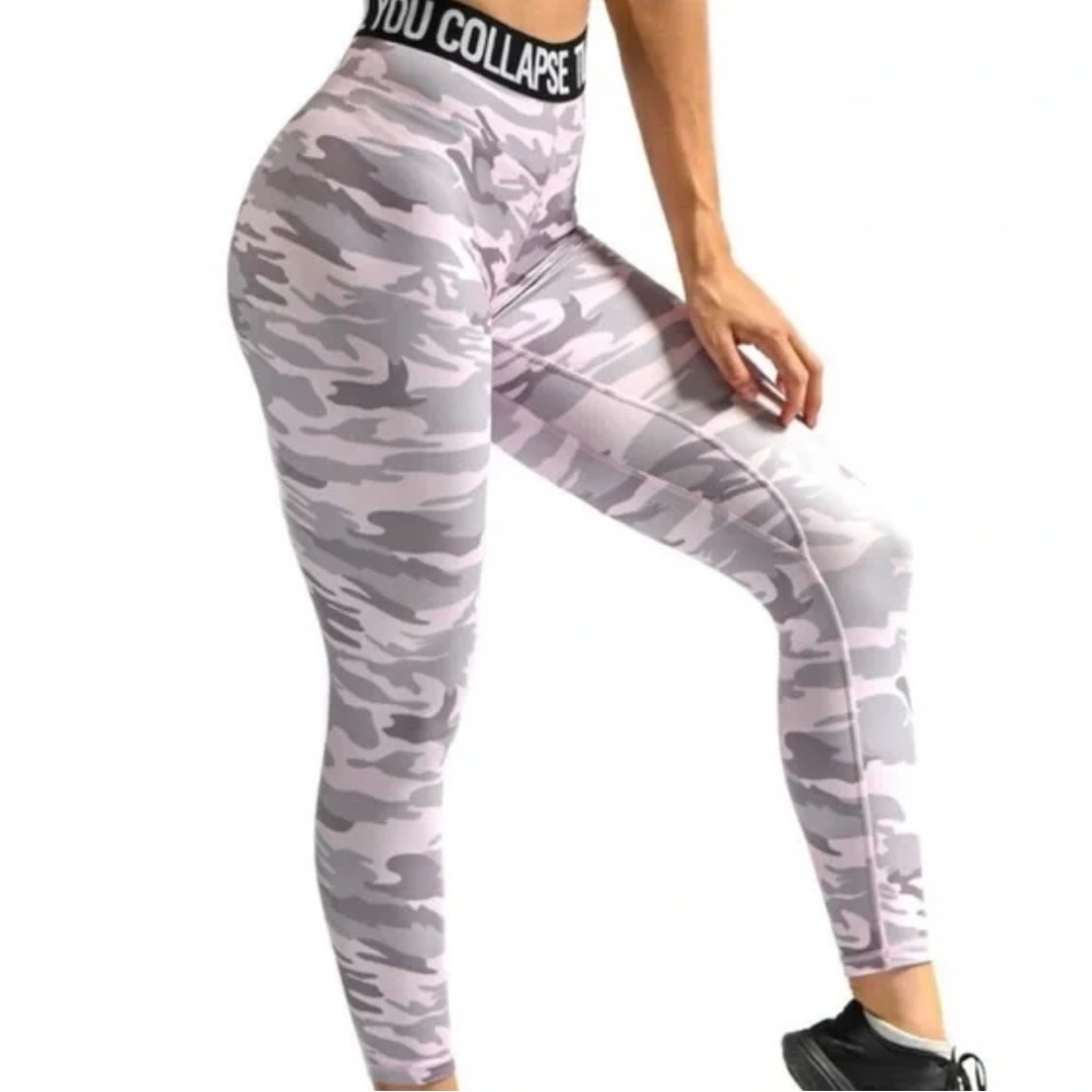 Til You Collapse Pink Camo High-Waisted Leggings
